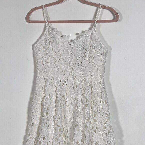 Endless Rose Crotchet Midi Dress Womens Sz XS White Floral Lace Strappy Sleeves - Picture 3 of 12